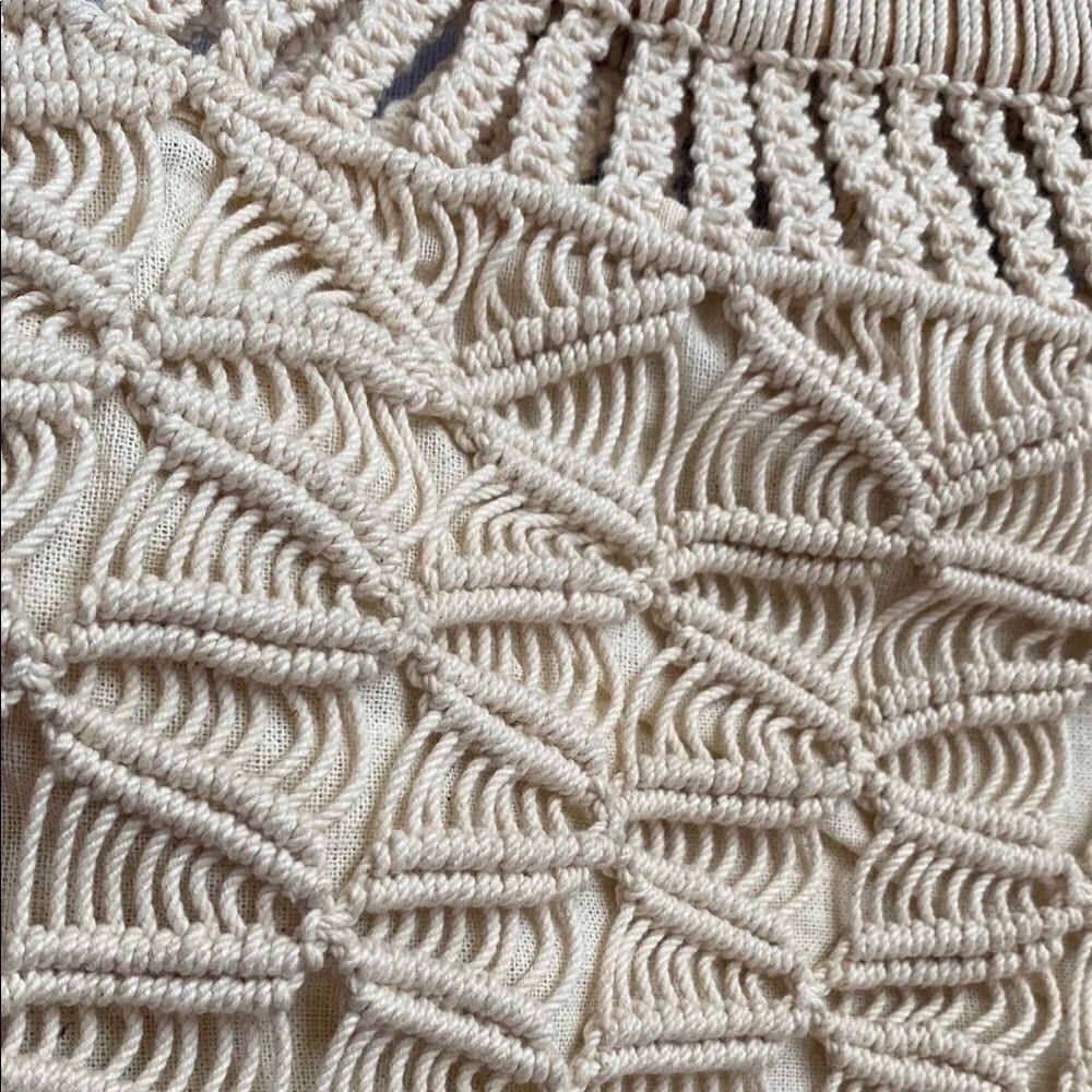 Handcrafted Cream Macramé Handbag - Picture 4 of 12